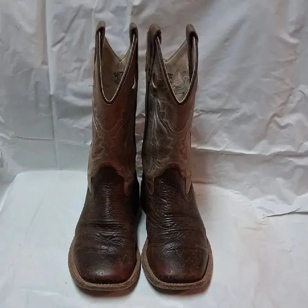 Old West Brown Leather Cowboy Boots